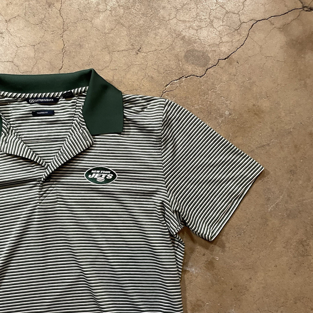 Cutter & Buck Polo NY Jets Men's Green & White Striped M