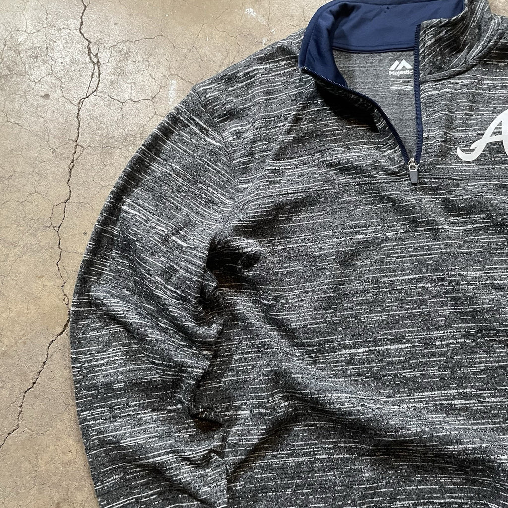 Atlanta Braves Quarter Zip Pullover Grey MLB Men’s L