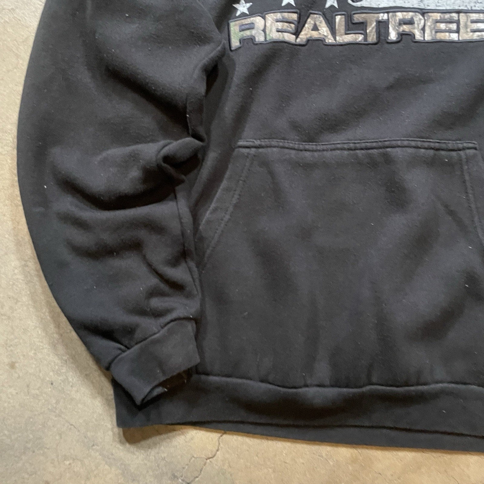 Realtree Hoodie Mens Large Black Antlers Camo American Flag Sweatshirt Hunting