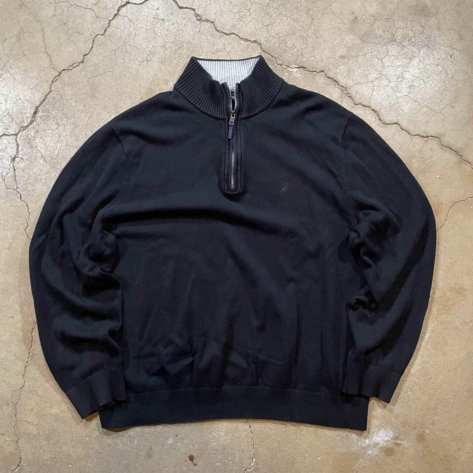 Nautica Quarter Zip Sport Sweater Men's Long Sleeve Black XL