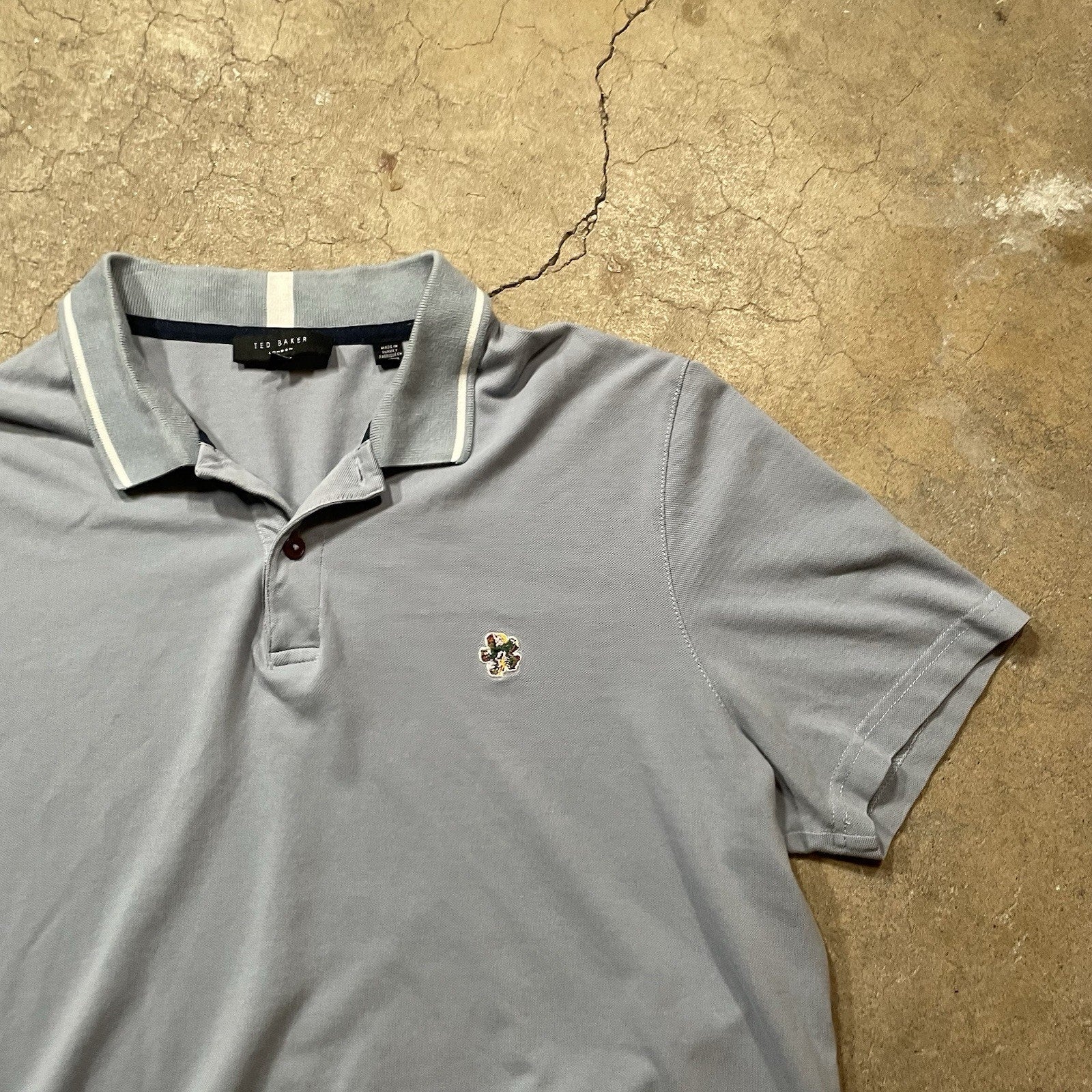 Ted Baker London Polo Shirt Mens Size M Blue Short Sleeve