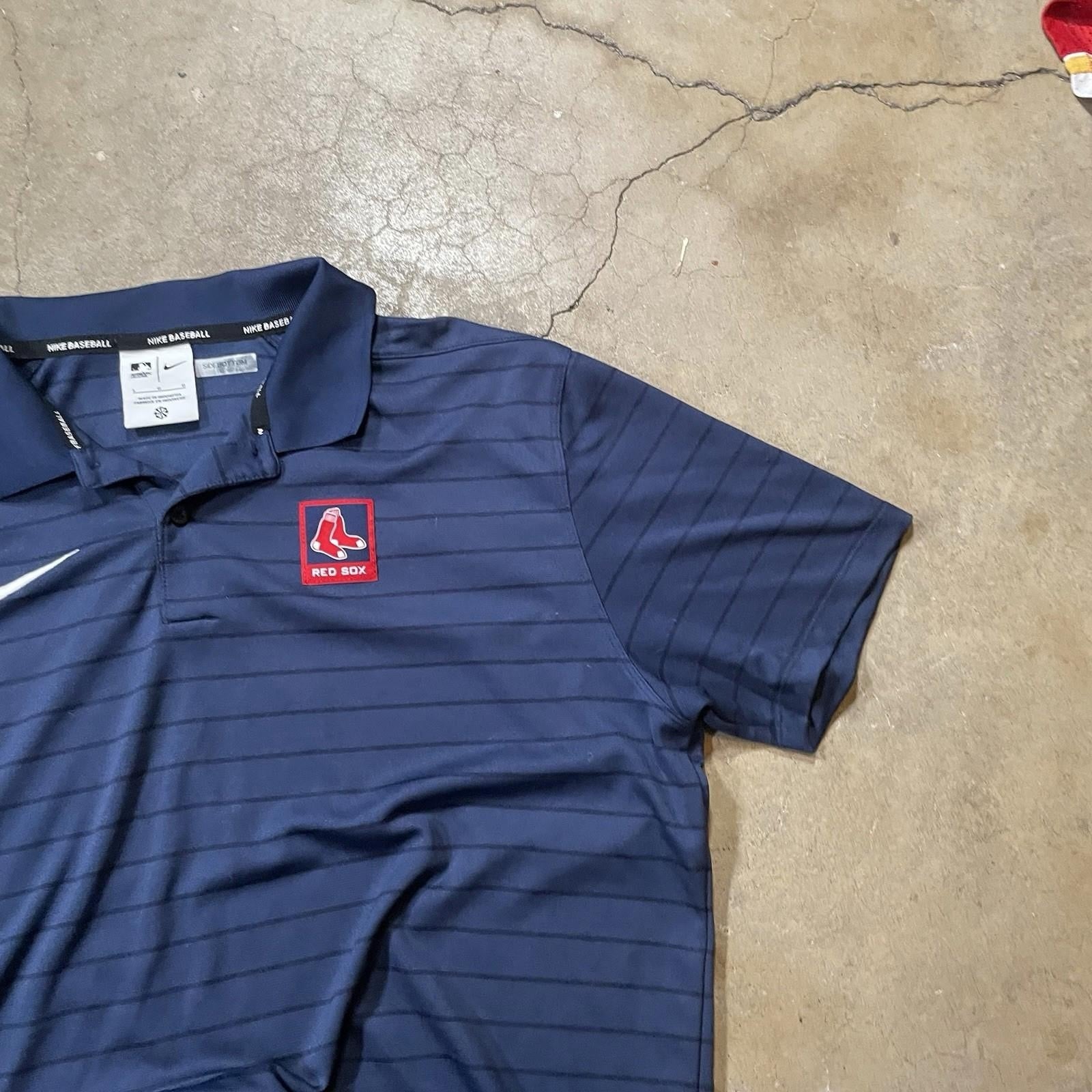 Nike MLB Boston Red Sox Men's Polo Shirt Navy Blue Size L Dri-Fit