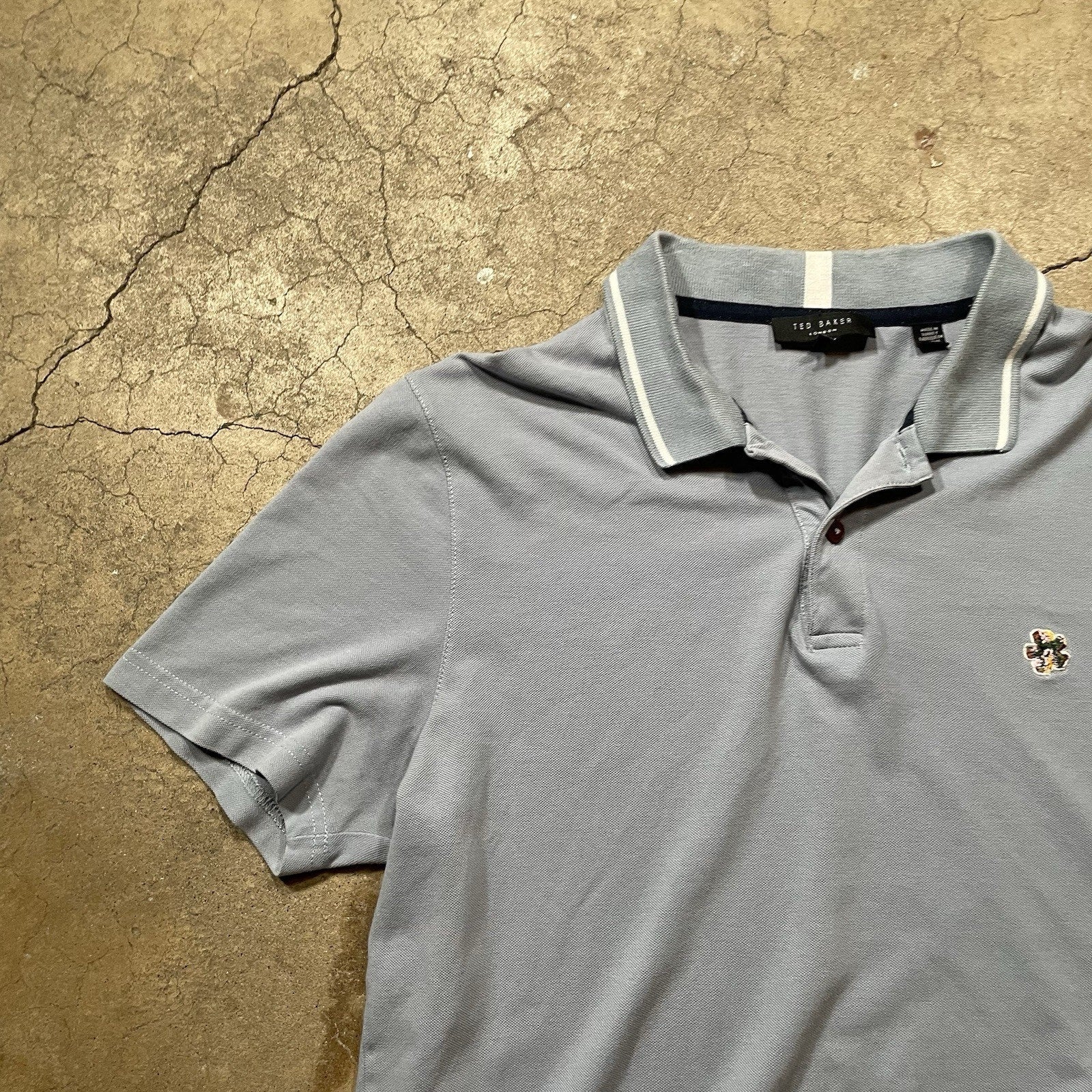 Ted Baker London Polo Shirt Mens Size M Blue Short Sleeve