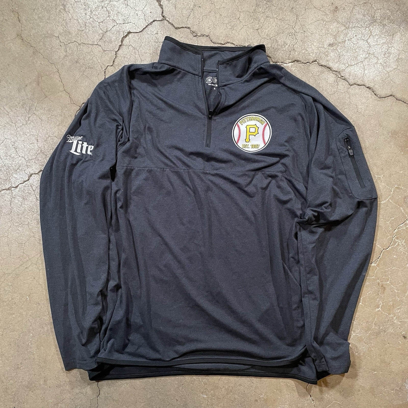 Pittsburgh Pirates Mens XL Black 1/4 Quarter Zip Logo MLB