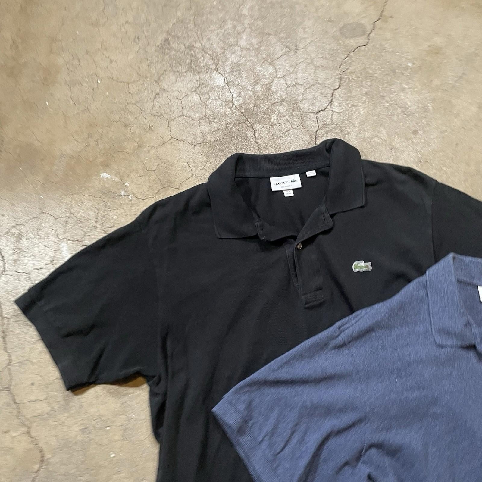 X2 Lacoste Polo X-Large Blue + Black Short Sleeve Logo T