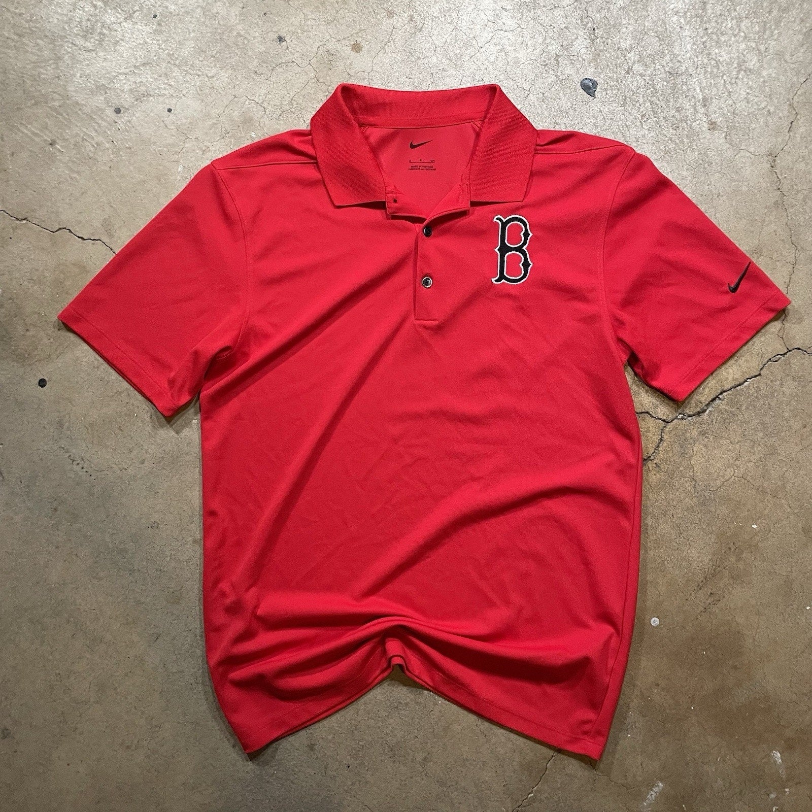 Boston Redsox Shirt Mens S MLB Baseball Polo Nike Dri-fit red