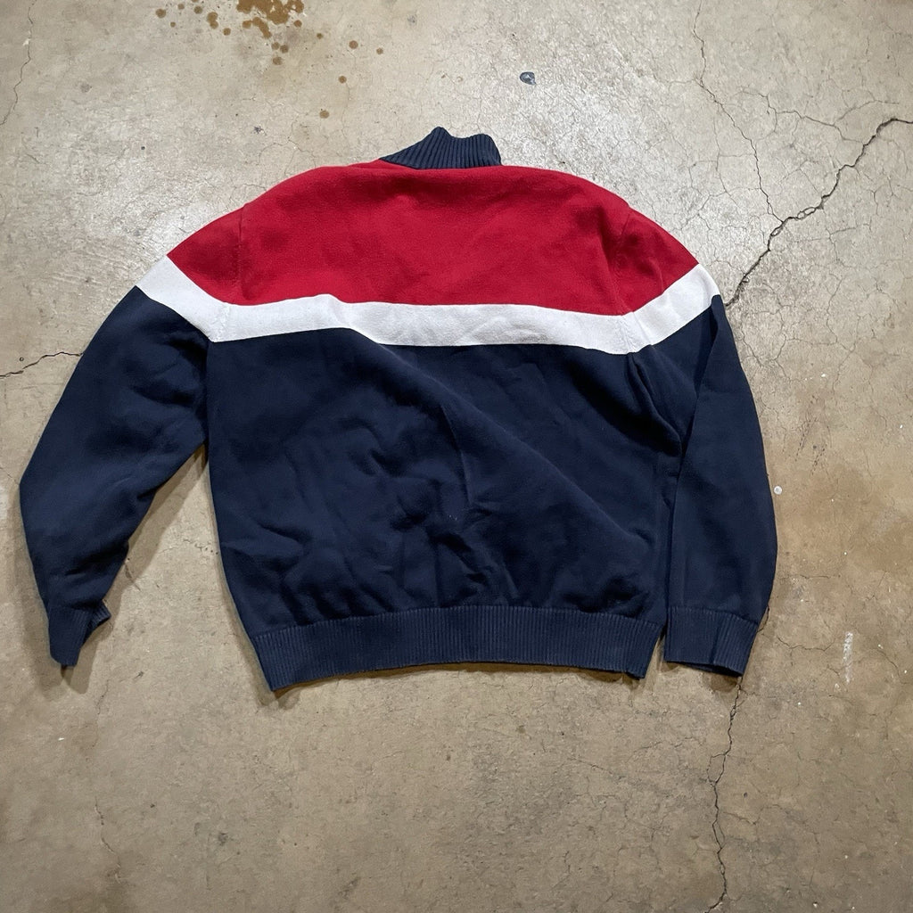 mens nautica quarter zip pullover Blue White Red L