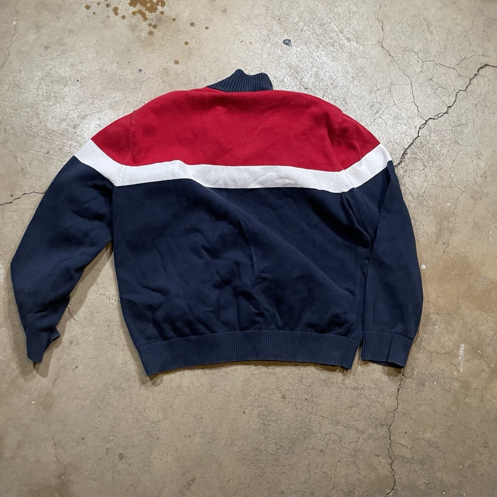 mens nautica quarter zip pullover Blue White Red L