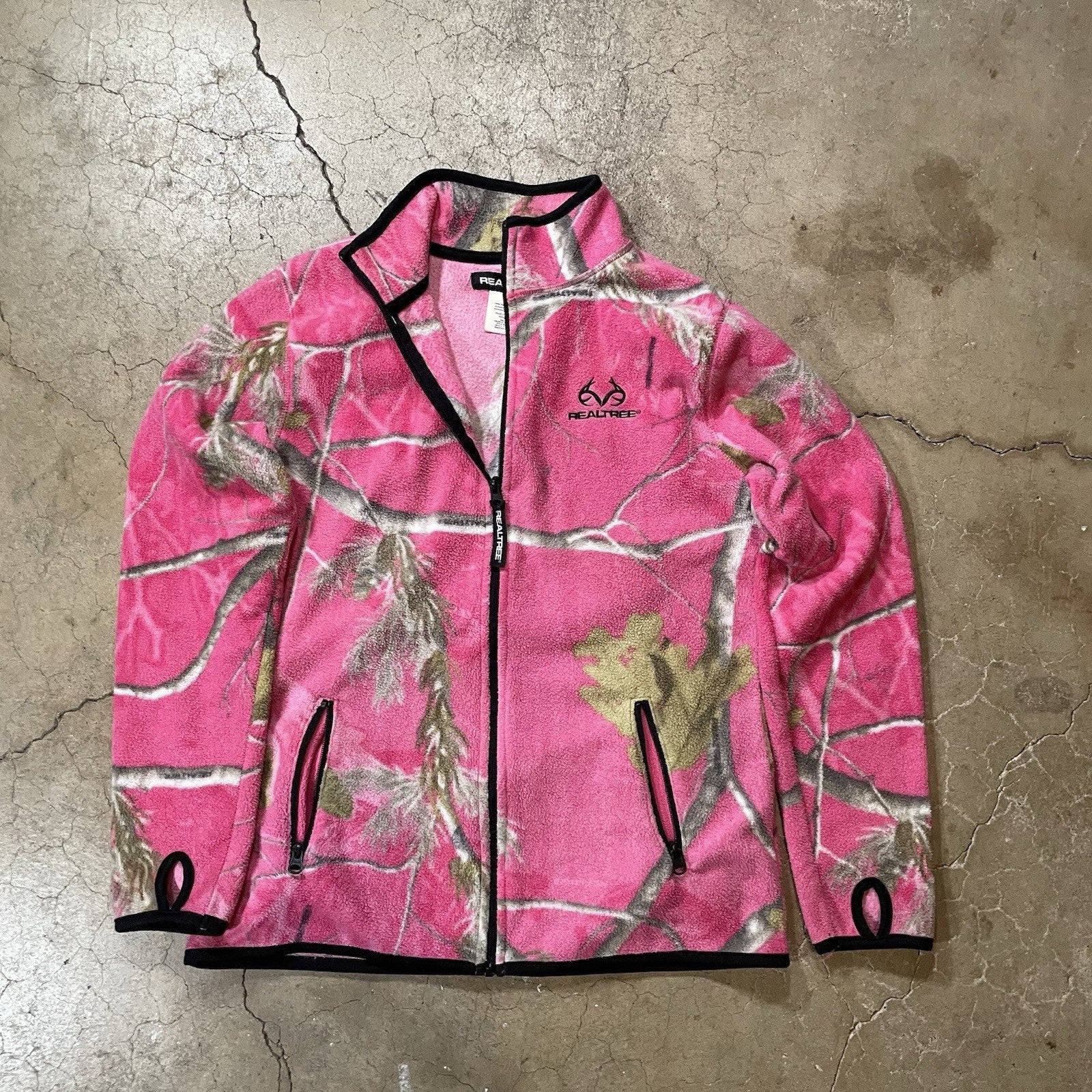 Realtree Women's Pink Camo Zip Fleece Jacket Coat Realtree Small