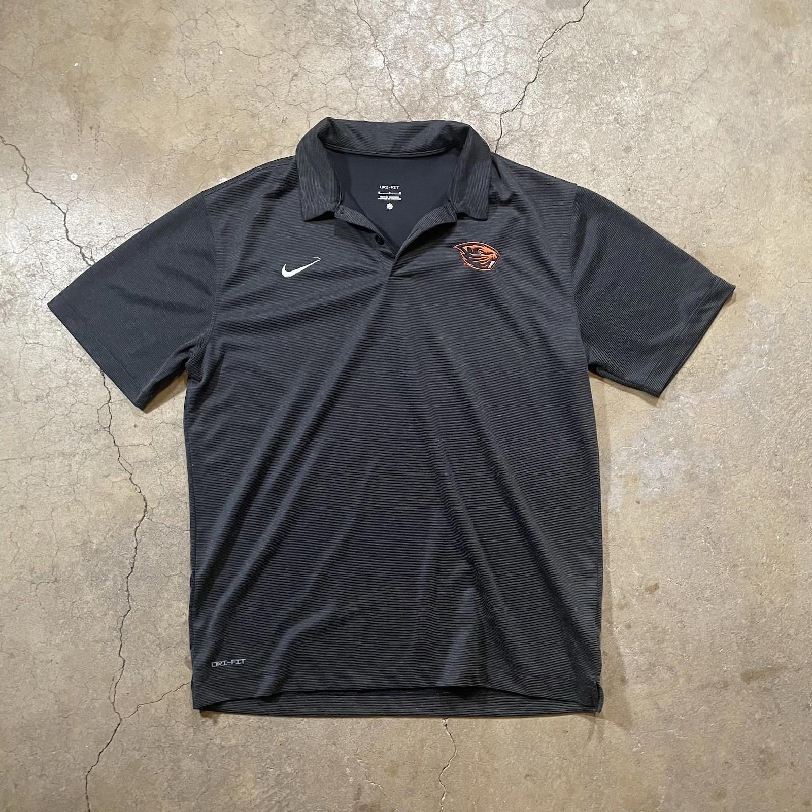 Oregon State Beavers Mens Medium Black Nike Polo Dri-Fit