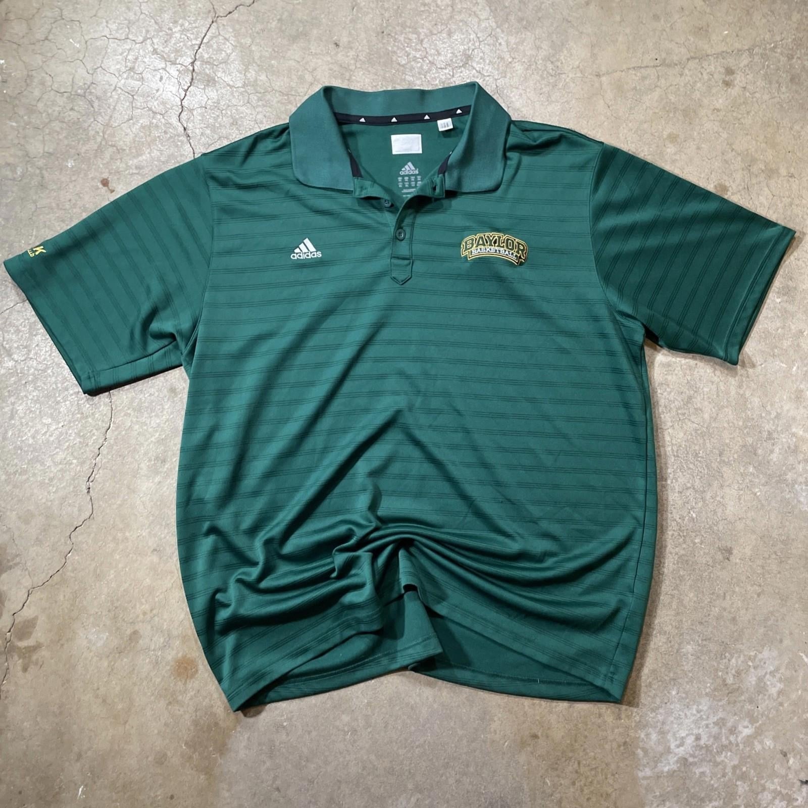 Baylor Bears Basketball Polo Shirt Mens 2XL Green Adidas